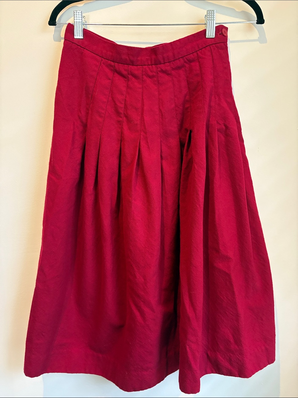 Talbots Red Pleated A-Line Wool Midi Skirt